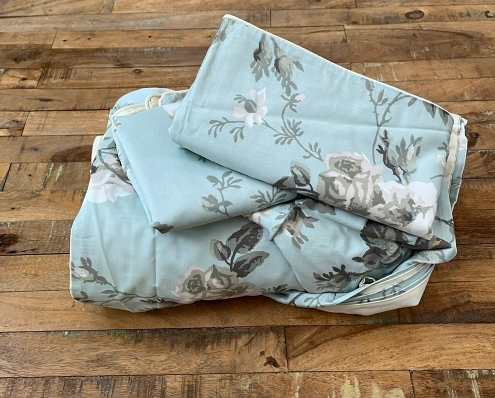 Brandream Blue Floral King Duvet Cover & Pillowcase Set 100% Egyptian Cotton